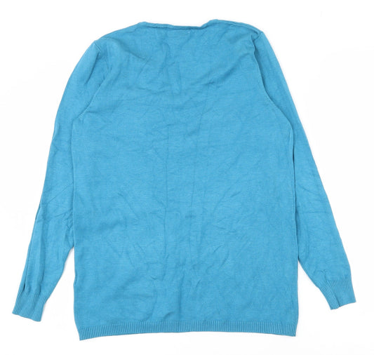 Damart Womens Blue V-Neck  Viscose Pullover Jumper Size 10   - 10-12