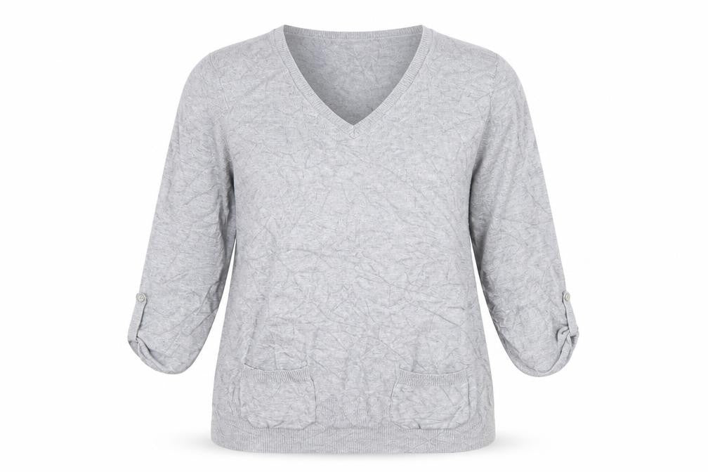 Marks and Spencer Womens Grey V-Neck  Viscose Pullover Jumper Size 14