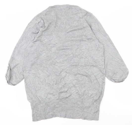 Marks and Spencer Womens Grey V-Neck  Viscose Pullover Jumper Size 14