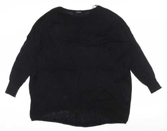 PLanet Womens Black Boat Neck  Acrylic Pullover Jumper Size M