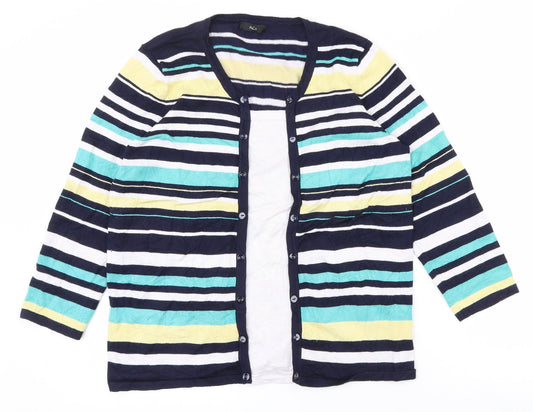 M&Co Womens Multicoloured Round Neck Striped Viscose Pullover Jumper Size 14