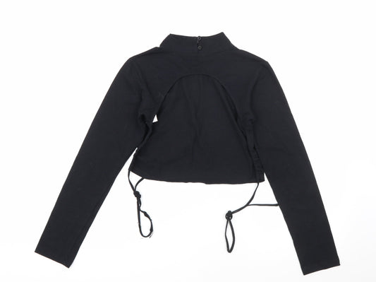 Motel Womens Black High Neck  Cotton Pullover Jumper Size L