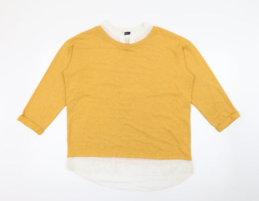 M&Co Womens Yellow Collared  Polyester Pullover Jumper Size 12