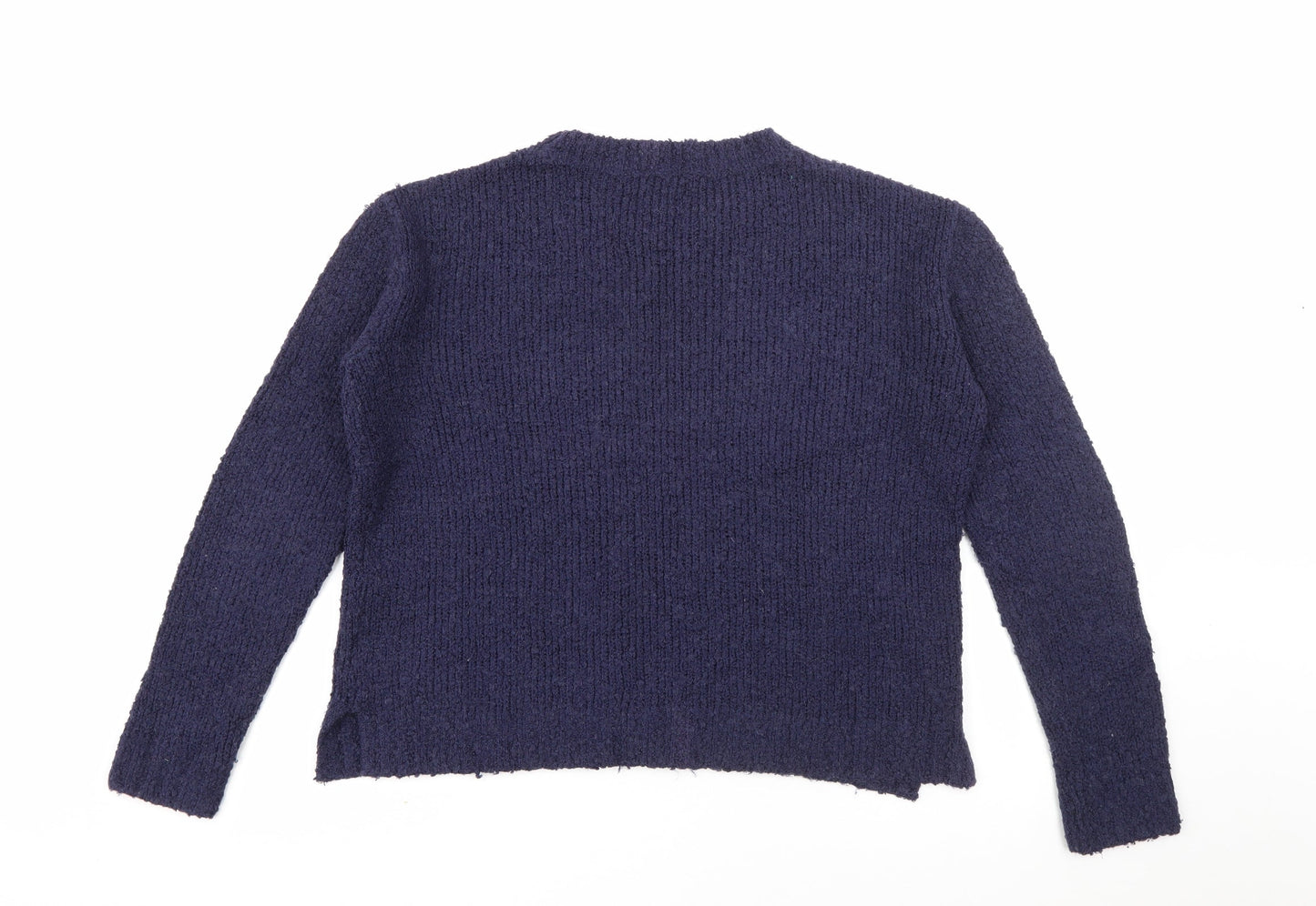H&M Womens Blue Round Neck  Cotton Pullover Jumper Size S