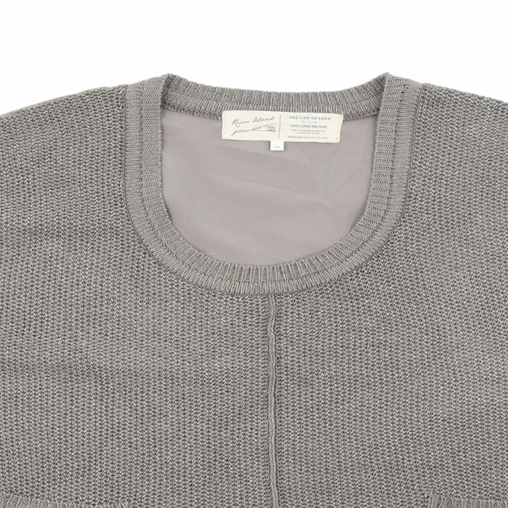 River Island Womens Brown Scoop Neck  Acrylic Pullover Jumper Size 12