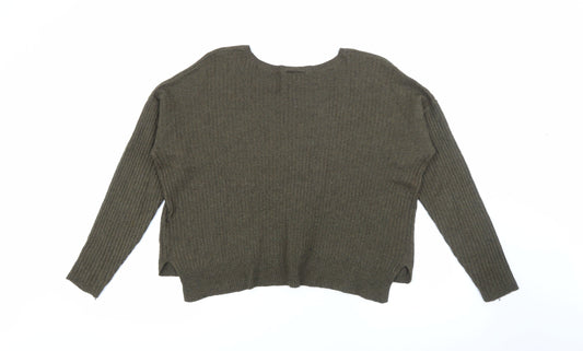 Topshop Womens Green Scoop Neck  Viscose Pullover Jumper Size 12