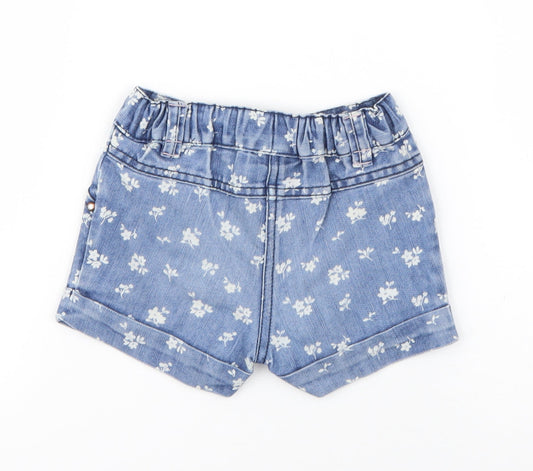 NEXT Girls Blue Floral Polyester Cropped Jeans Size 9-12 Months  Button