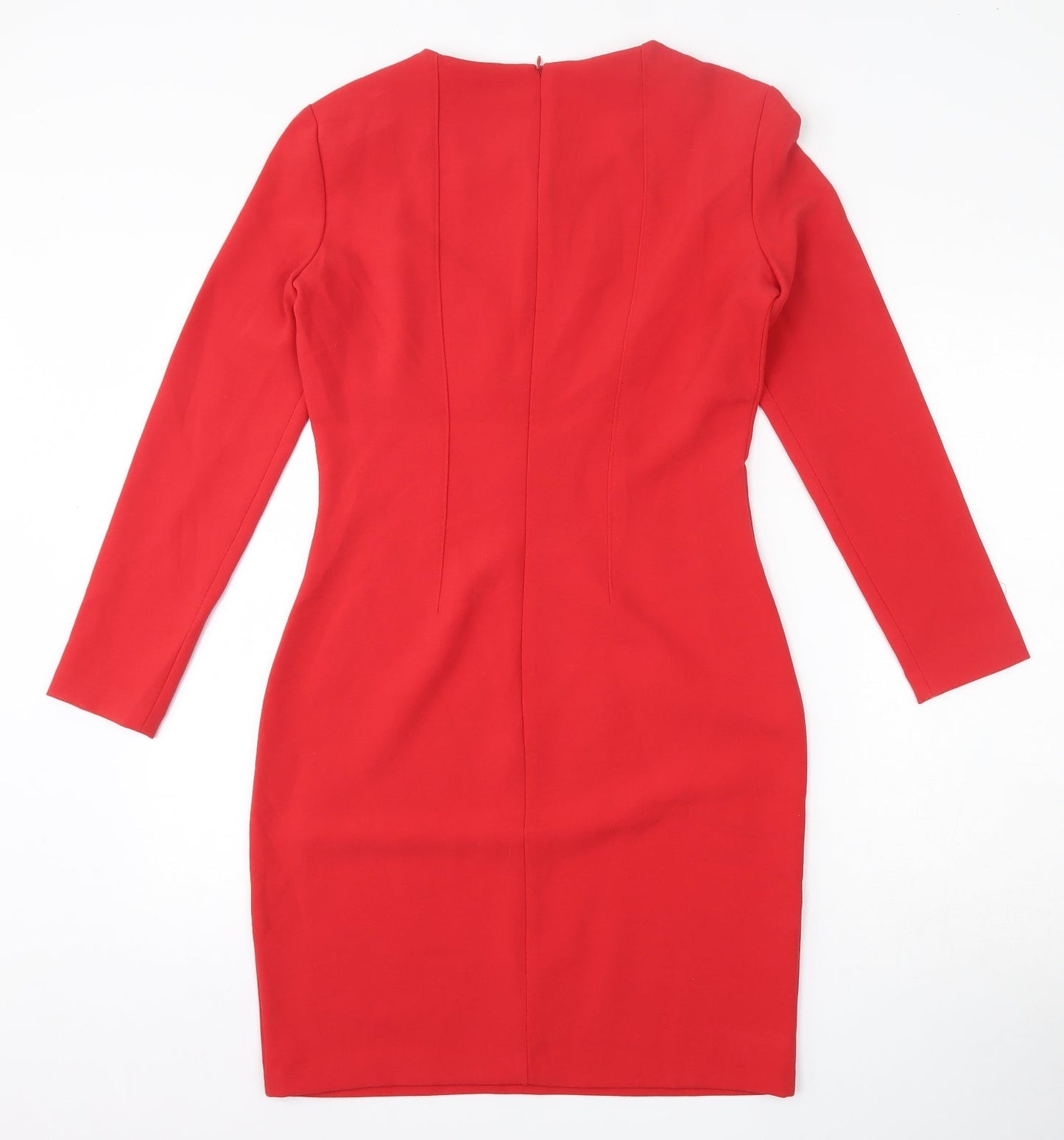 Sisley Womens Red  Polyester Bodycon  Size S  Round Neck Zip