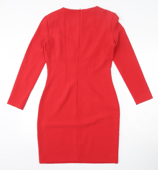 Sisley Womens Red  Polyester Bodycon  Size S  Round Neck Zip