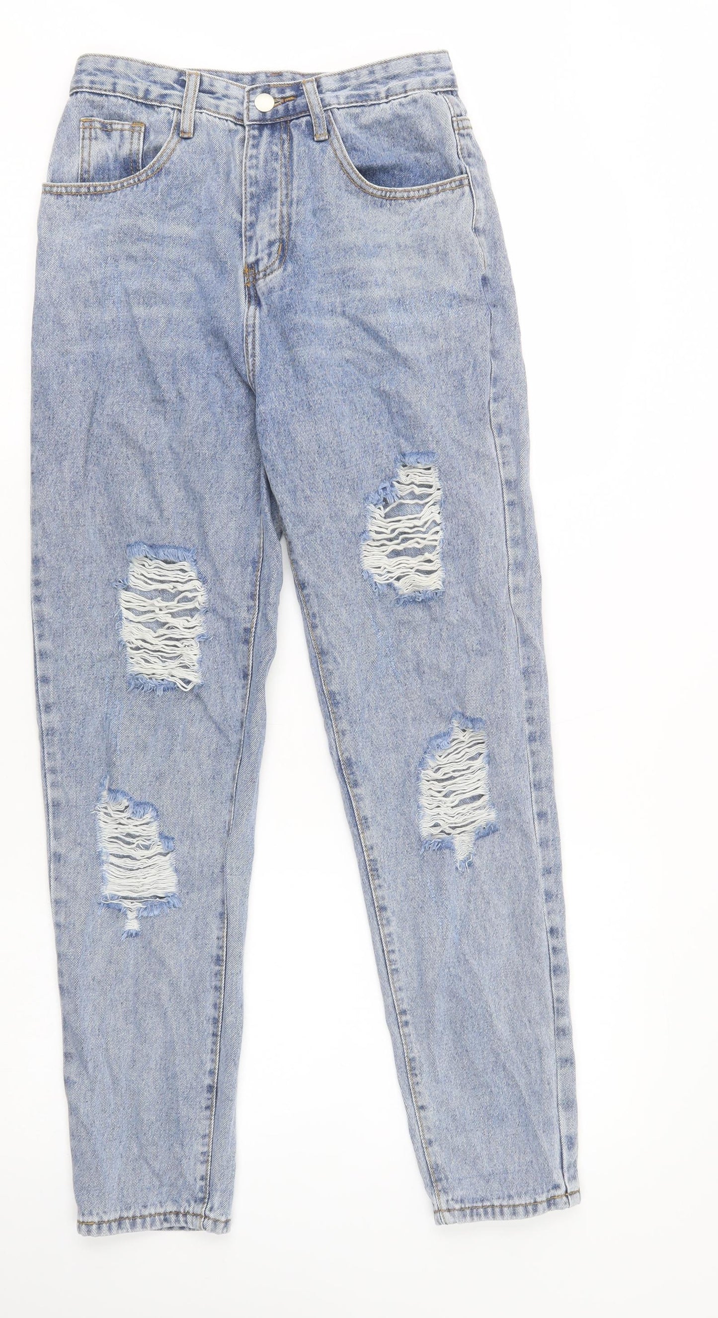 SheIn Womens Blue  Camel Boyfriend Jeans Size XS L31 in Regular Button