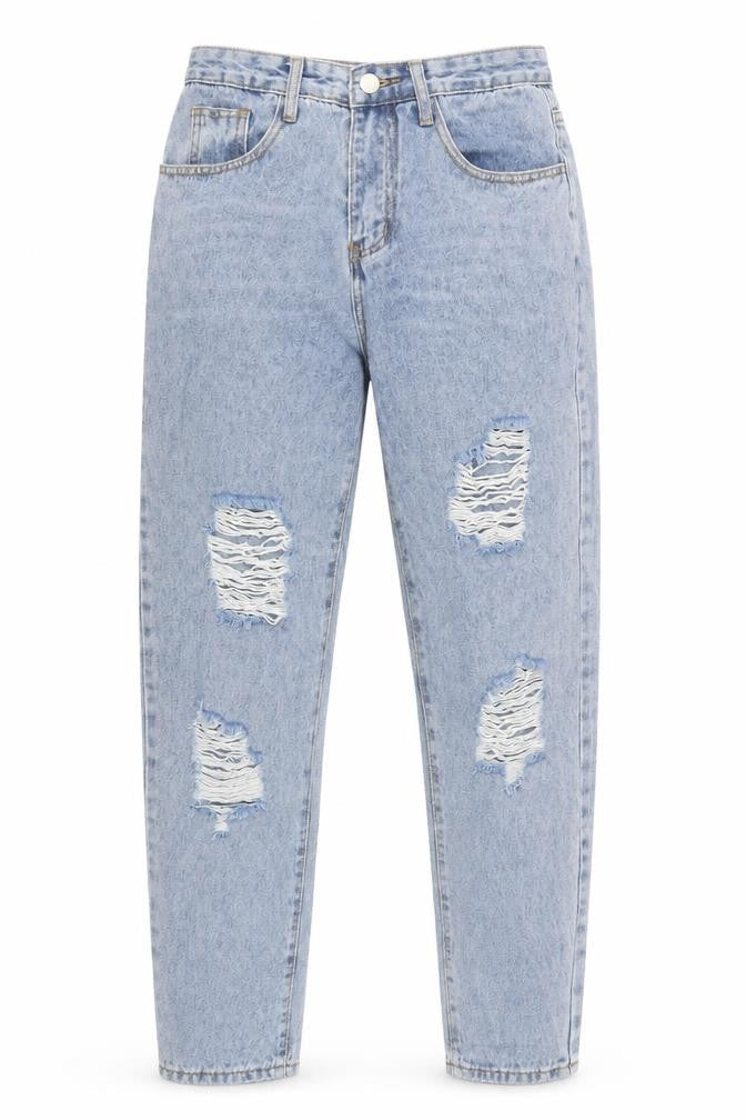 SheIn Womens Blue  Camel Boyfriend Jeans Size XS L31 in Regular Button
