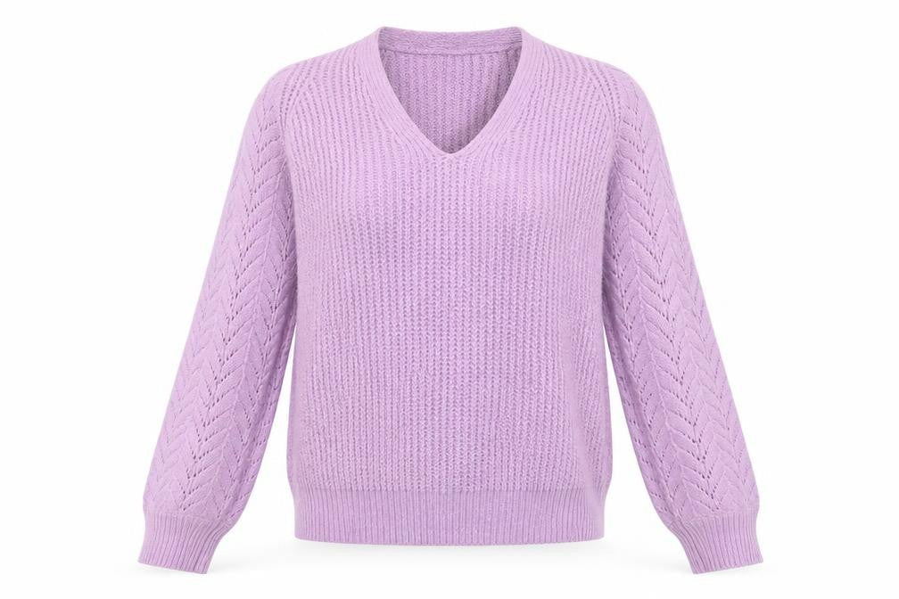 Dunnes Womens Purple V-Neck  Acrylic Pullover Jumper Size S