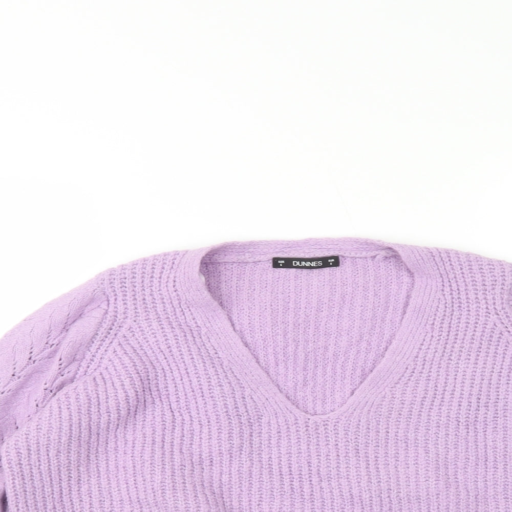 Dunnes Stores Womens Purple V-Neck  Acrylic Pullover Jumper Size S