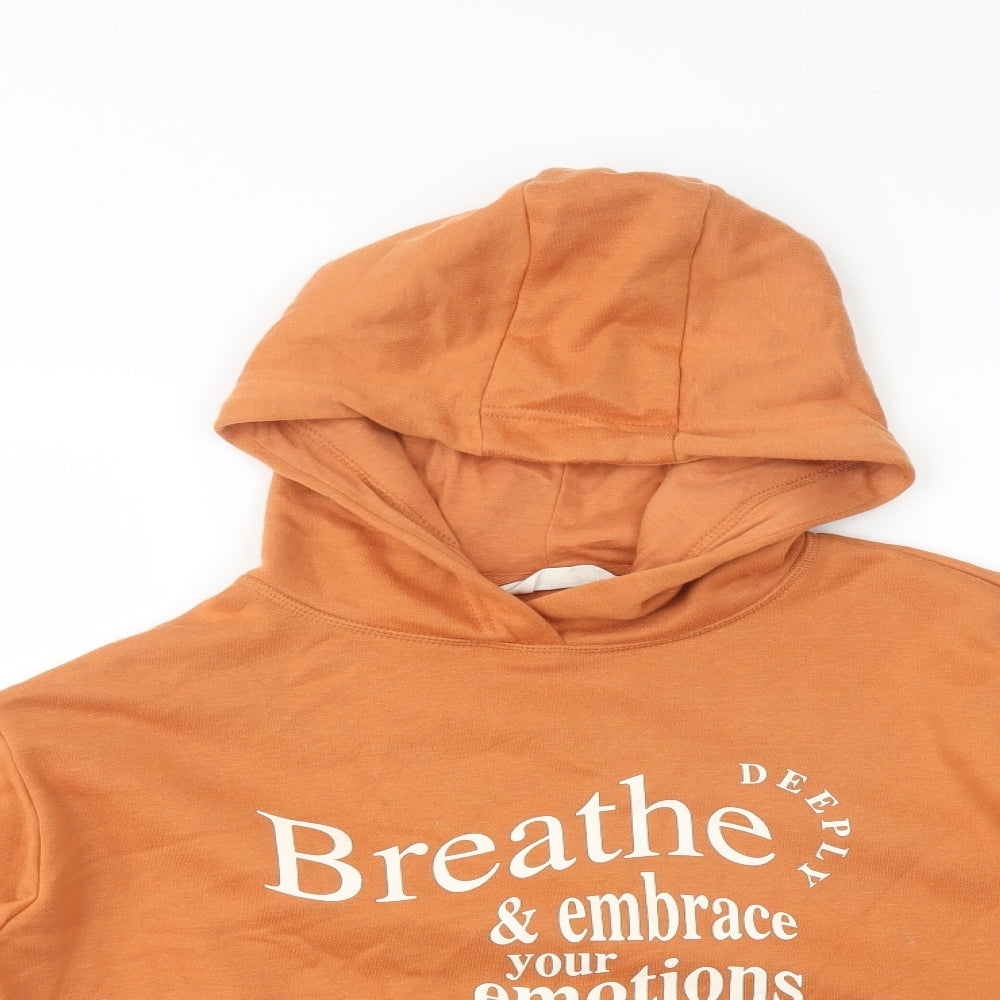 Primark Womens Orange  Cotton Pullover Hoodie Size S  Pullover - Breathe Deeply