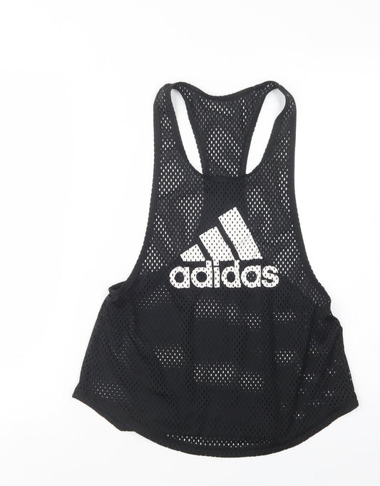 adidas Womens Black  Polyester Basic Tank Size S Scoop Neck