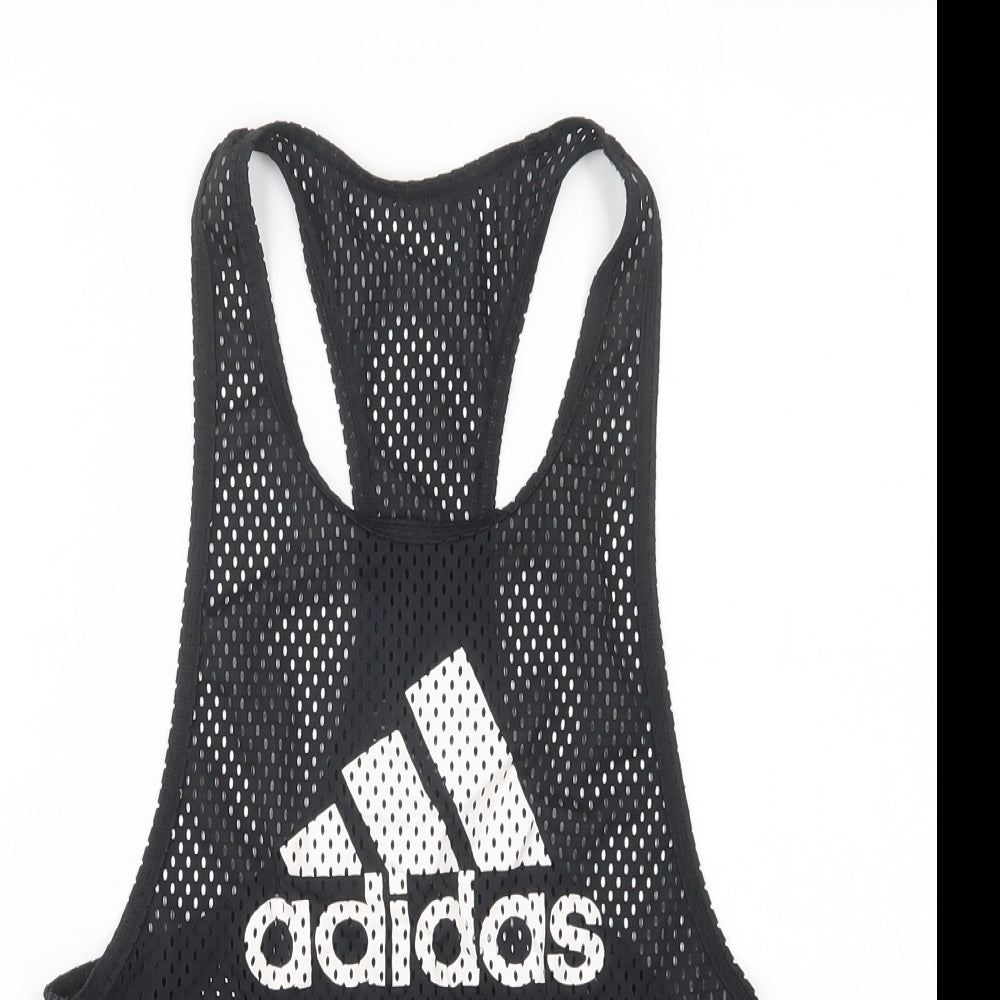 adidas Womens Black  Polyester Basic Tank Size S Scoop Neck