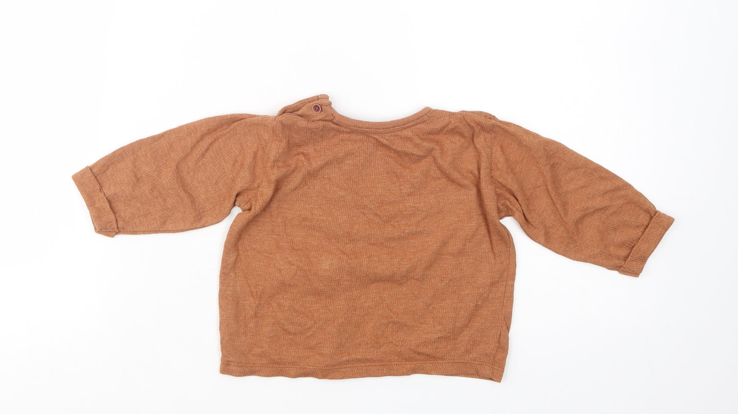 George Baby Brown  Cotton Pullover Blouse Size Newborn Crew Neck Pullover
