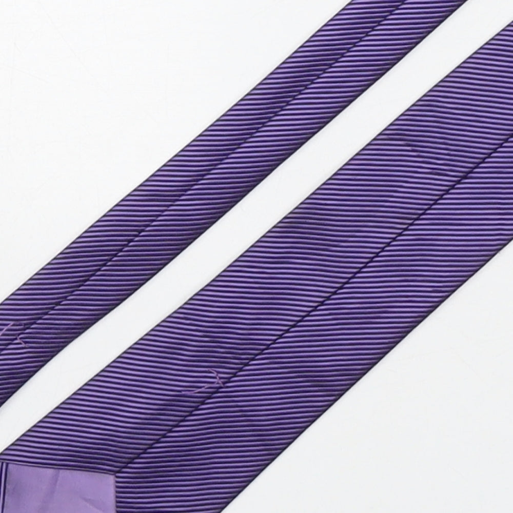 Burton  Mens Purple Striped Polyester Pointed Tie One Size