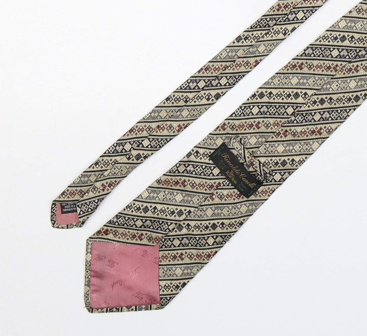 Rinaldo Ganelli Mens Multicoloured Geometric Silk Pointed Tie One Size