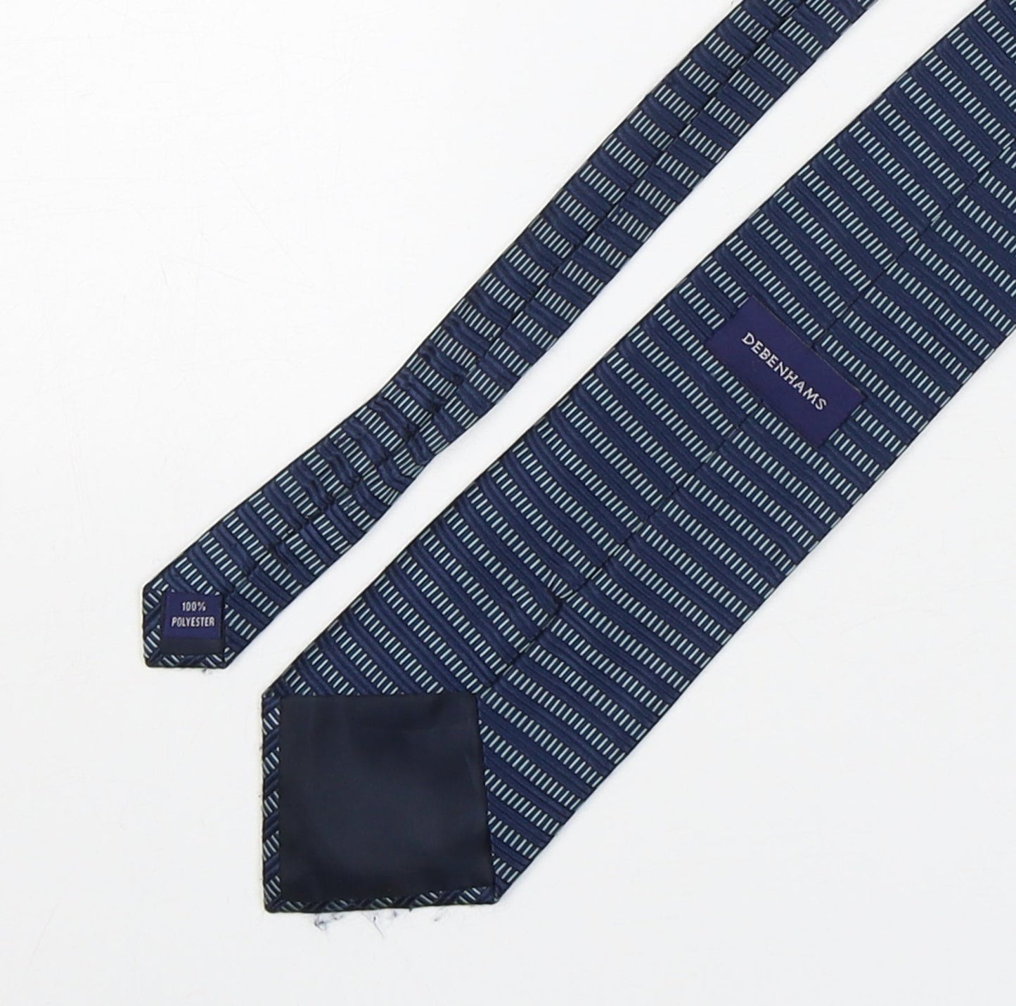 Debenhams  Mens Blue Striped Polyester Pointed Tie One Size