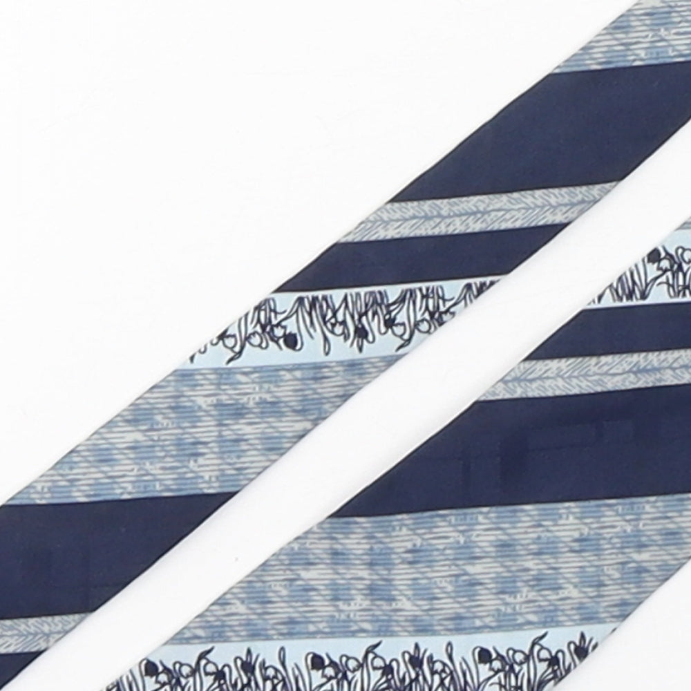 Distinctive Mens Blue Geometric Polyester Pointed Tie One Size