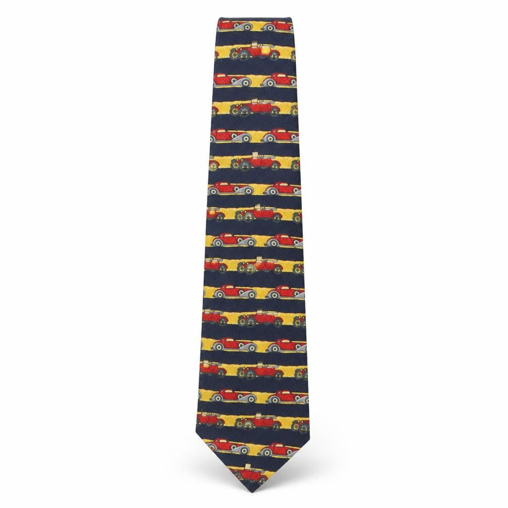 Halfords  Mens Multicoloured Striped Polyester Pointed Tie One Size - Car Print