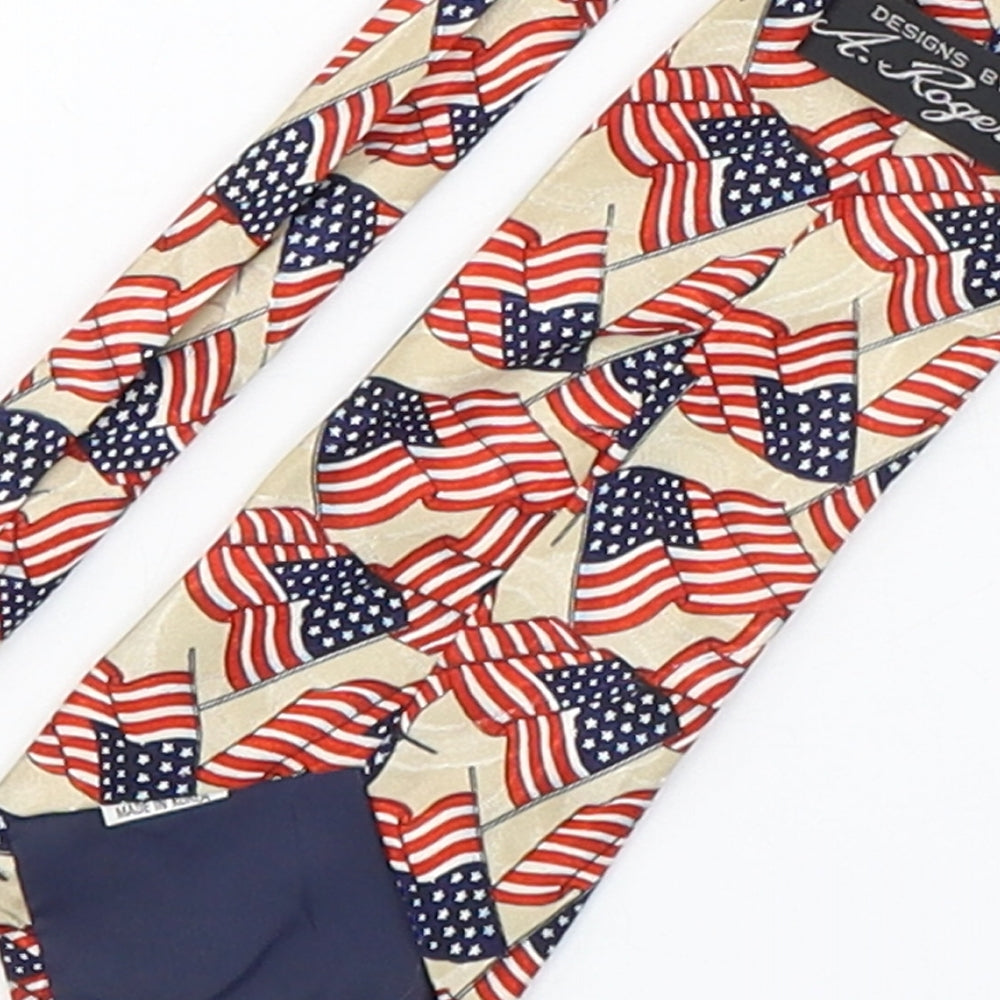 A.Rogers Mens Multicoloured Striped Polyester Pointed Tie One Size - USA