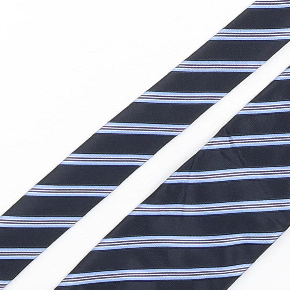 BHS Mens Blue Striped Polyester Pointed Tie One Size