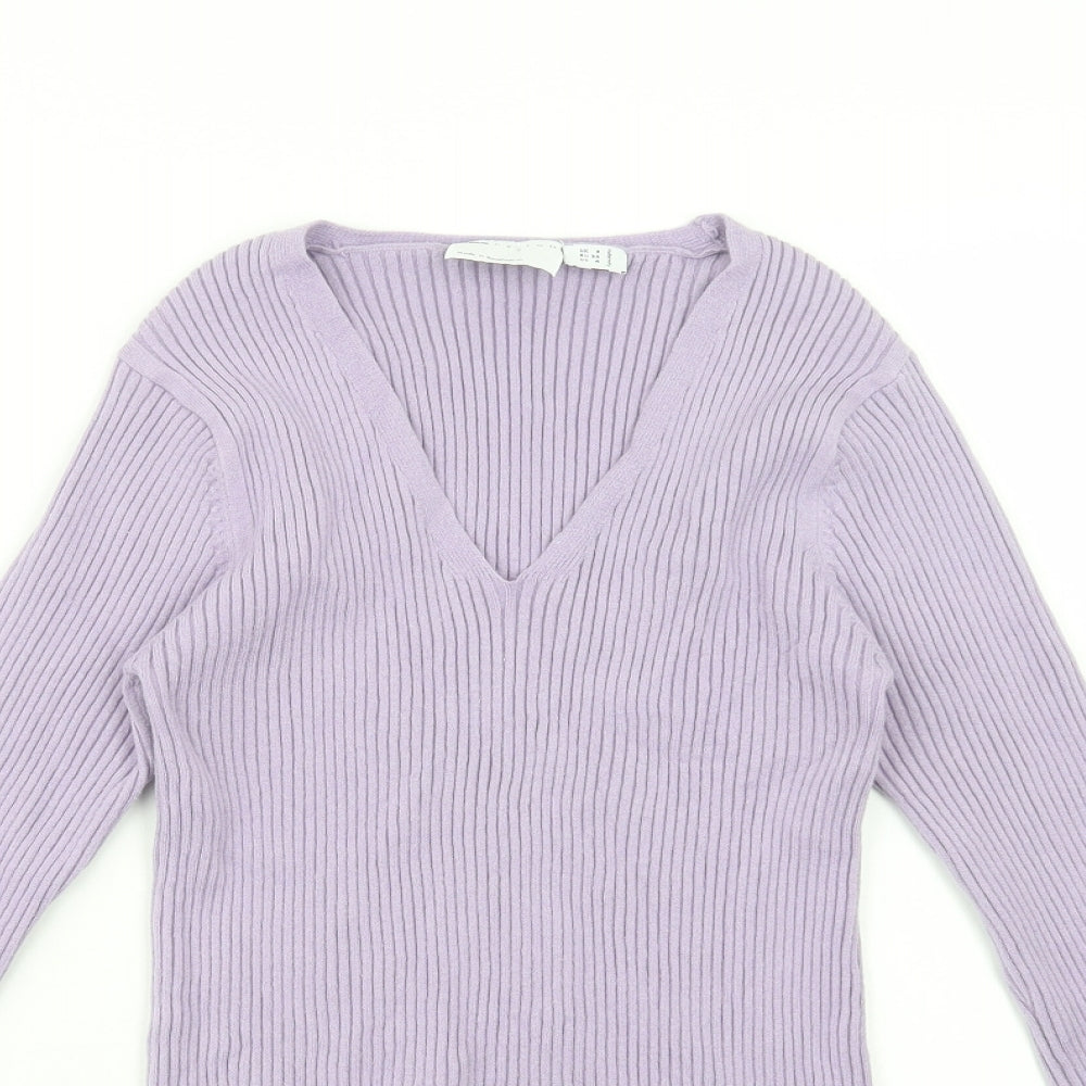 ASOS Womens Purple V-Neck  Viscose Pullover Jumper Size 8