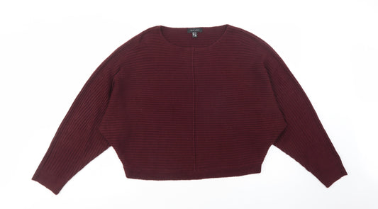 New Look Womens Purple Crew Neck  Acrylic Pullover Jumper Size S