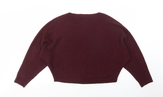 New Look Womens Purple Crew Neck  Acrylic Pullover Jumper Size S