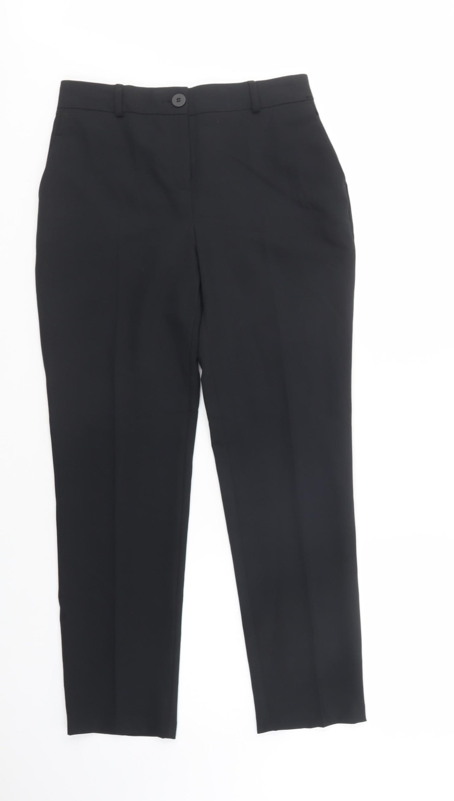 Dunnes Stores Womens Black  Polyester Dress Pants Trousers Size 10 L29 in Regular Button