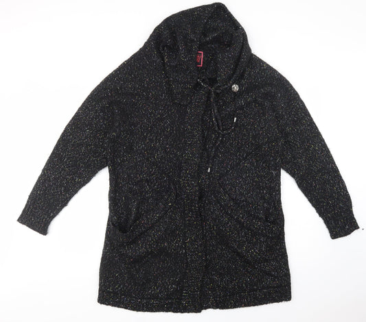Debenhams Womens Black Roll Neck  Polyester Cardigan Jumper Size 14