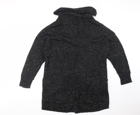 Debenhams Womens Black Roll Neck  Polyester Cardigan Jumper Size 14