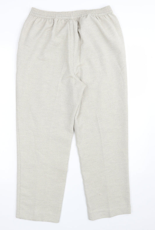 EWM Womens Beige  Polyester Dress Pants Trousers Size 12 L25 in Regular
