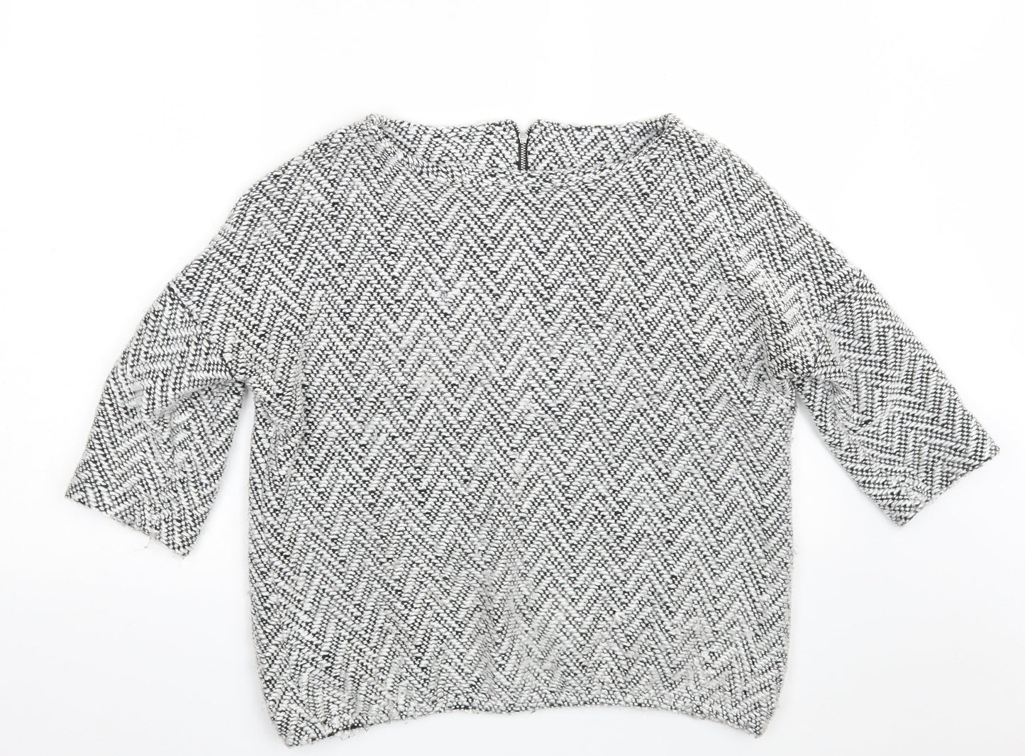 NEXT Womens Grey Round Neck Argyle/Diamond Acrylic Pullover Jumper Size 12