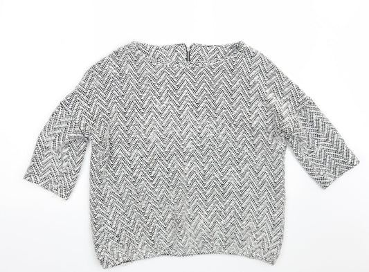 NEXT Womens Grey Round Neck Argyle/Diamond Acrylic Pullover Jumper Size 12