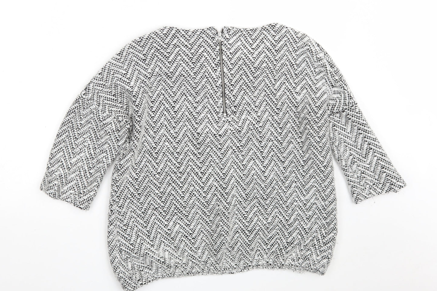 NEXT Womens Grey Round Neck Argyle/Diamond Acrylic Pullover Jumper Size 12
