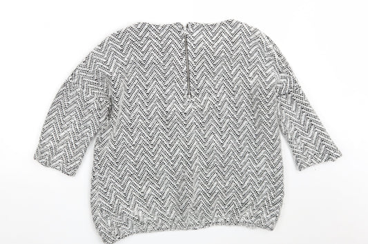 NEXT Womens Grey Round Neck Argyle/Diamond Acrylic Pullover Jumper Size 12