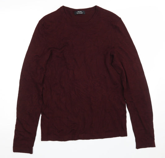 Bershka Womens Purple Scoop Neck  Acrylic Pullover Jumper Size S