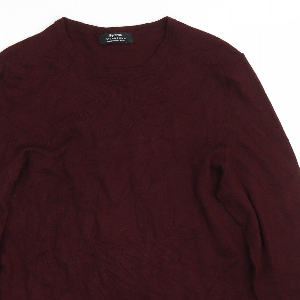 Bershka Womens Purple Scoop Neck  Acrylic Pullover Jumper Size S