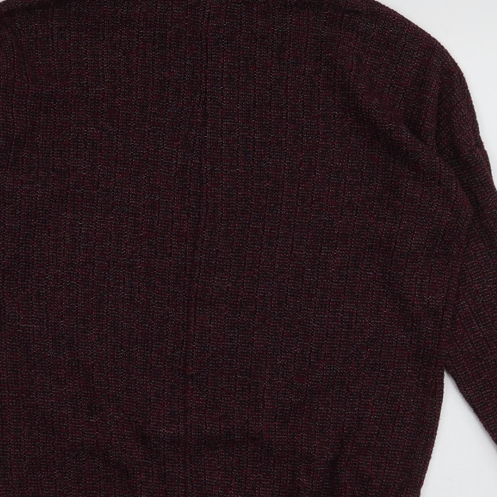 Topshop Womens Red Roll Neck  Polyester Pullover Jumper Size 6