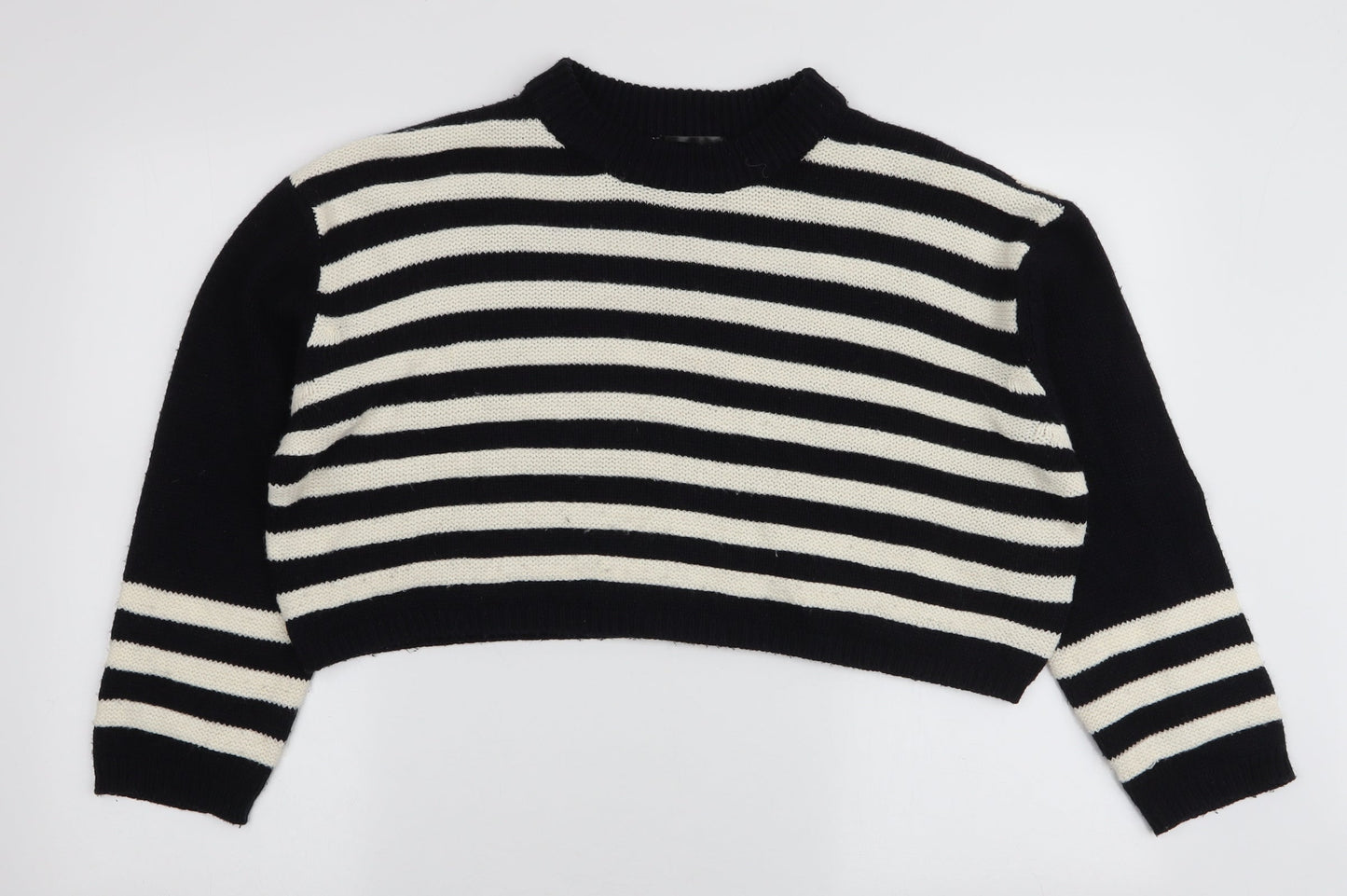 Topshop Womens Multicoloured High Neck Striped Acrylic Pullover Jumper Size 8