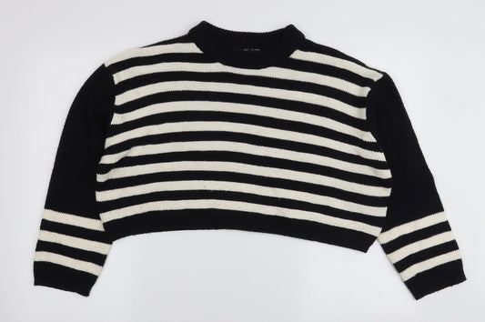 Topshop Womens Multicoloured High Neck Striped Acrylic Pullover Jumper Size 8