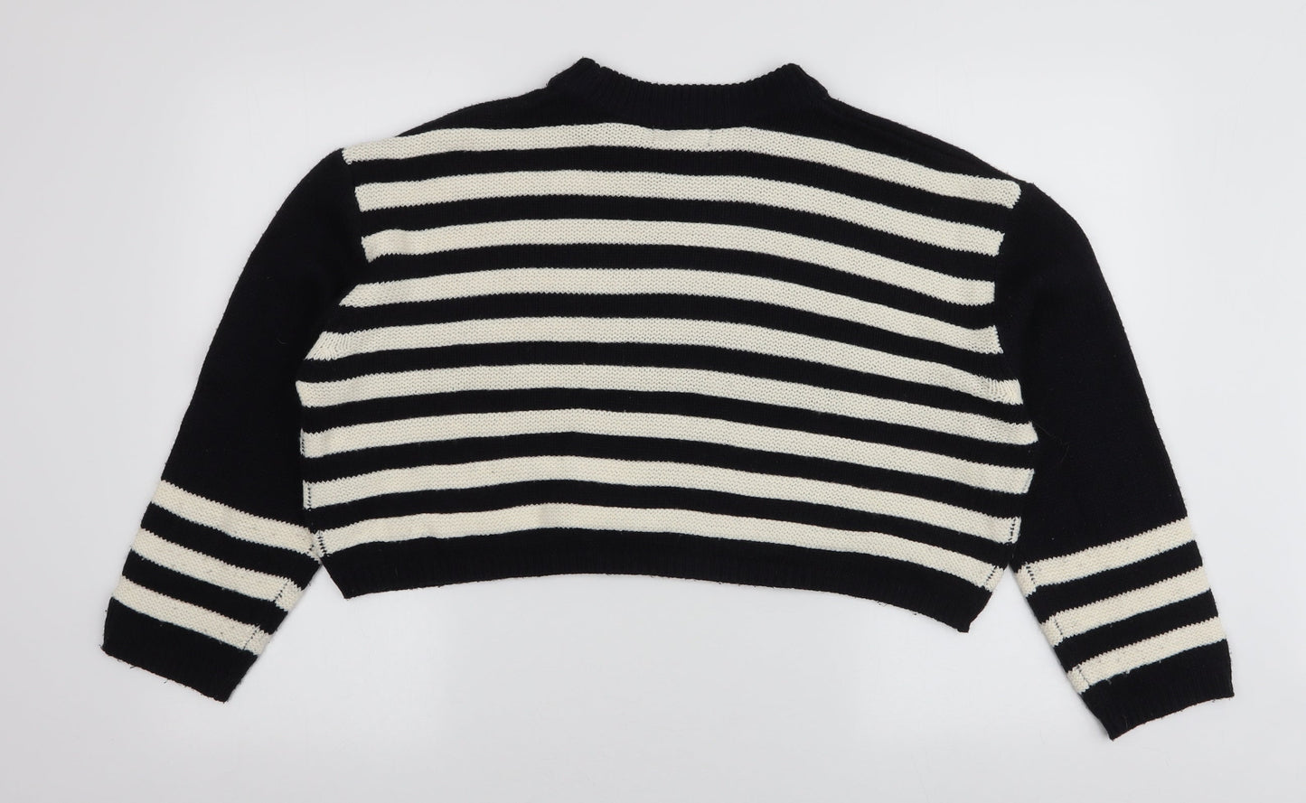 Topshop Womens Multicoloured High Neck Striped Acrylic Pullover Jumper Size 8