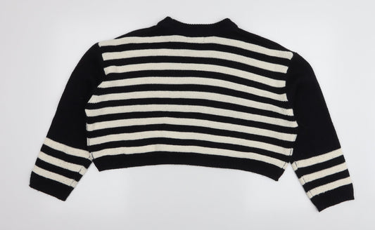 Topshop Womens Multicoloured High Neck Striped Acrylic Pullover Jumper Size 8
