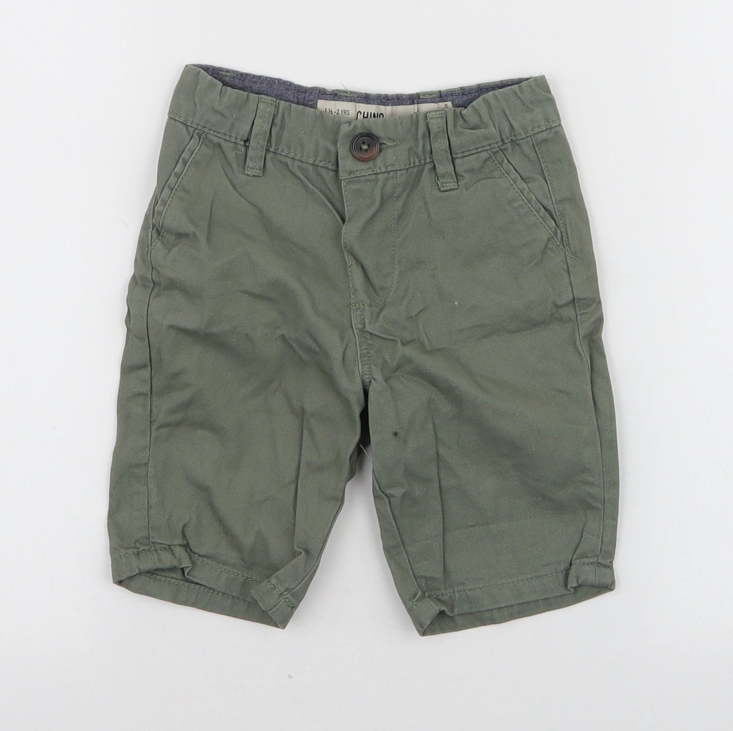Denim & Co. Boys Green  100% Cotton Cargo Trousers Size 18-24 Months  Button - Chino