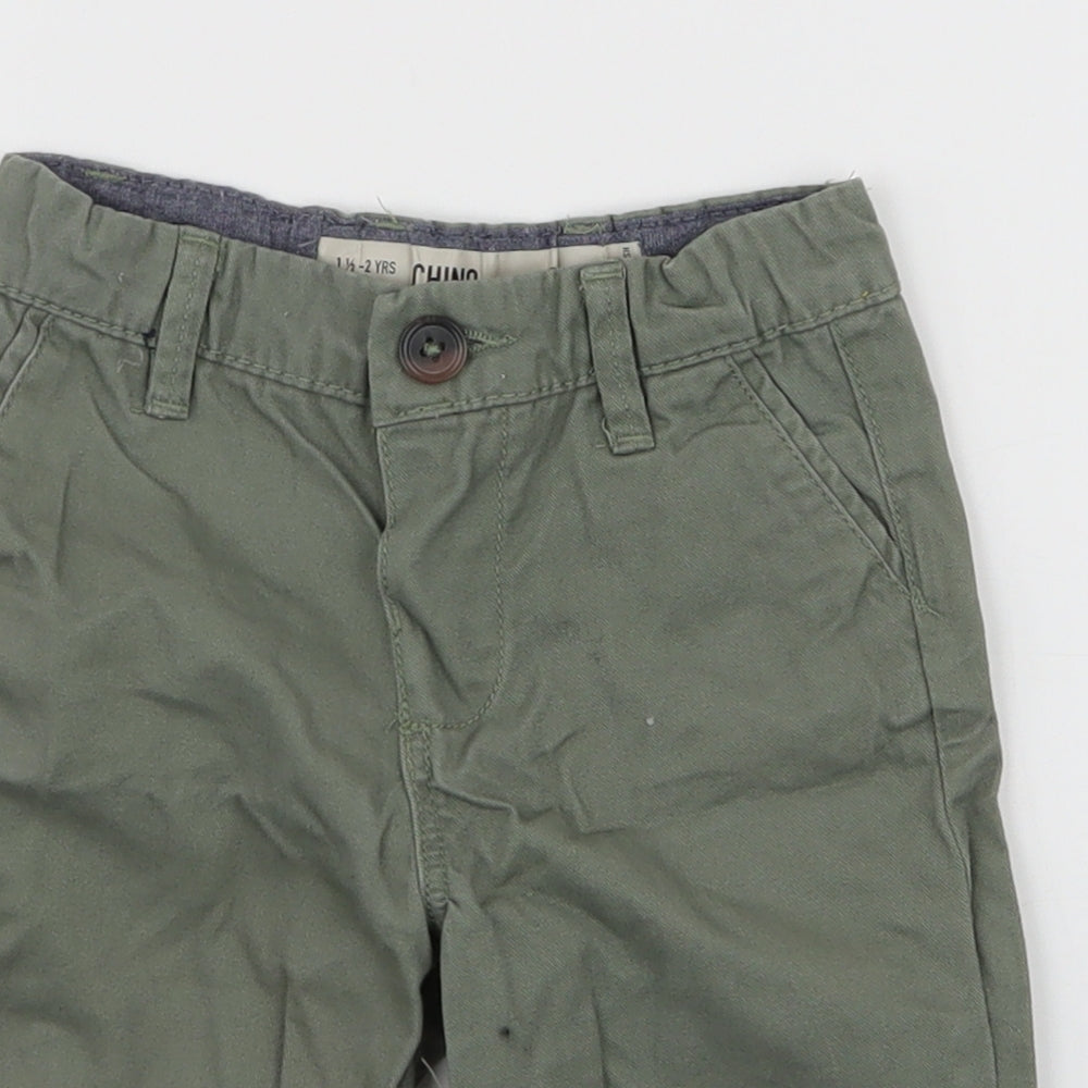 Denim & Co. Boys Green  100% Cotton Cargo Trousers Size 18-24 Months  Button - Chino