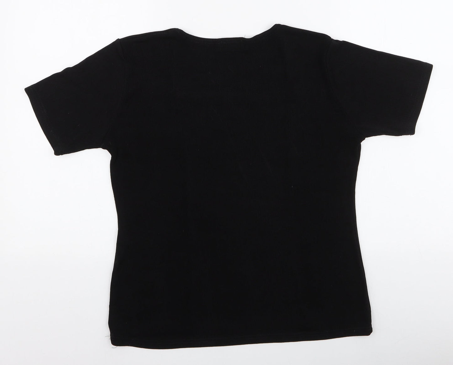 Focus Womens Black  Polyester Jersey Blouse Size L Square Neck