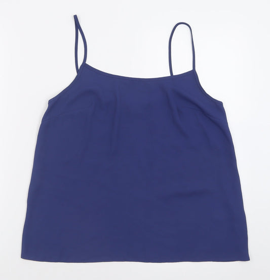 apaya Womens Blue  Polyester Basic Tank Size 12 Scoop Neck